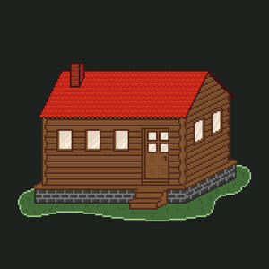 Old pixelart of a wooden house